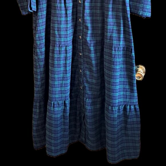 LARGE Vermont Country Store scotch plaid flannel midi dress, so cozy! - Picture 4 of 9